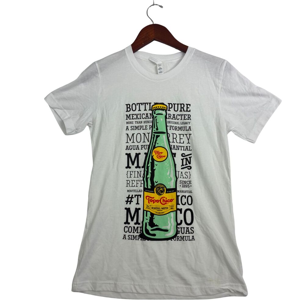 Topo Chico Mineral Water Graphic T Shirt Mens S White Bottle Mexico 100% Cotton